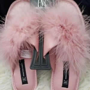 INC Feathered Slippers